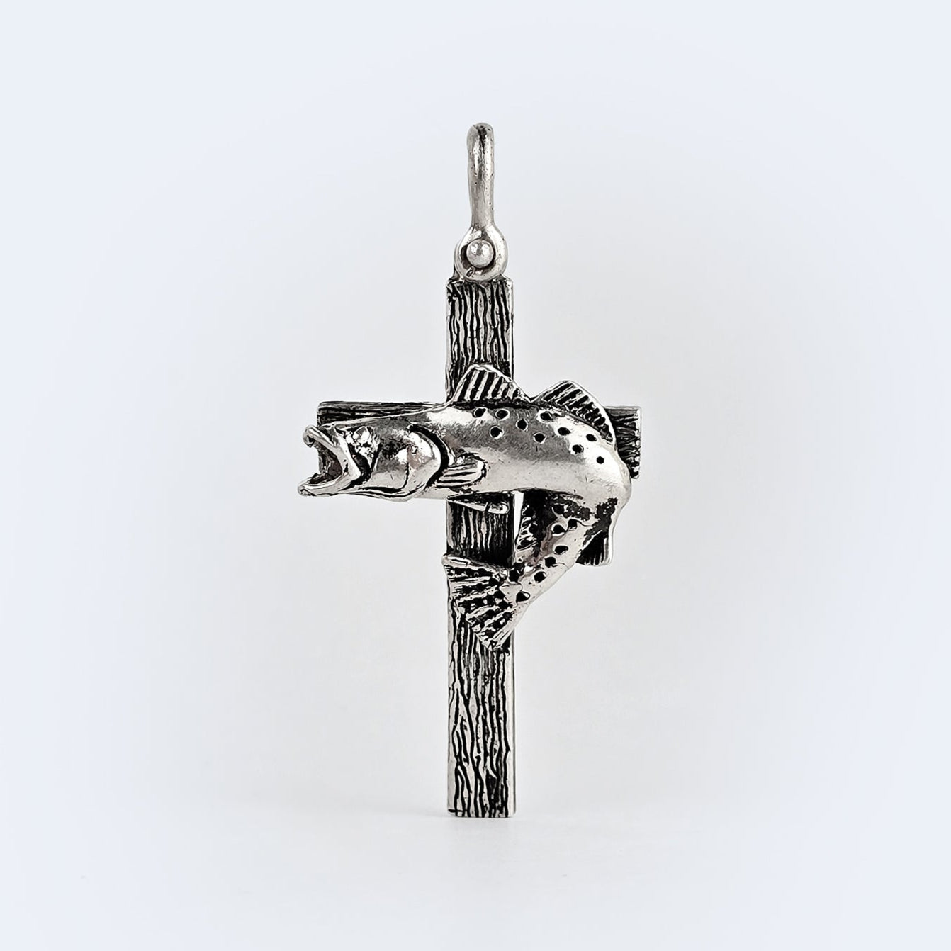 Fighting Trout Cross Pendant