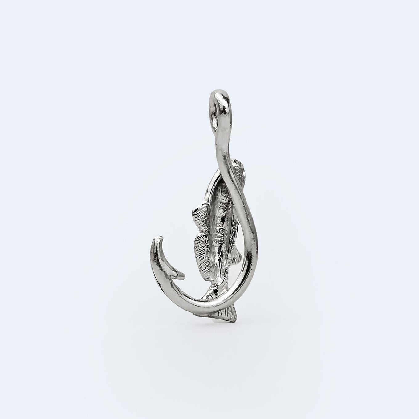 Redfish Hook Pendant with Red Spinel