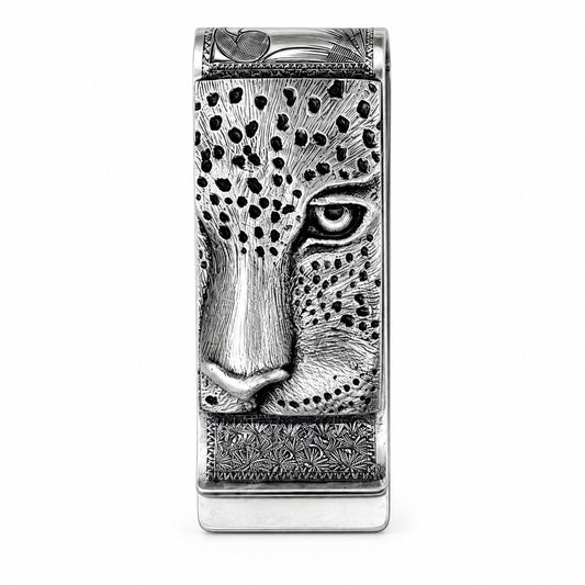 Handcrafted Leopard Money Clip - Sterling Silver