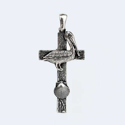 Pelican & Shell Cross Pendant