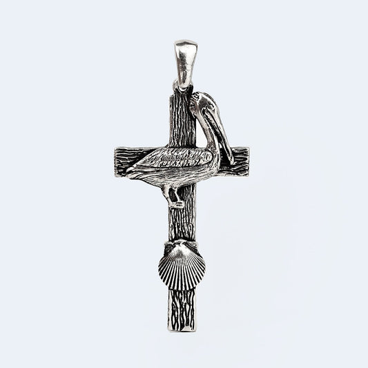 Pelican & Shell Cross Pendant