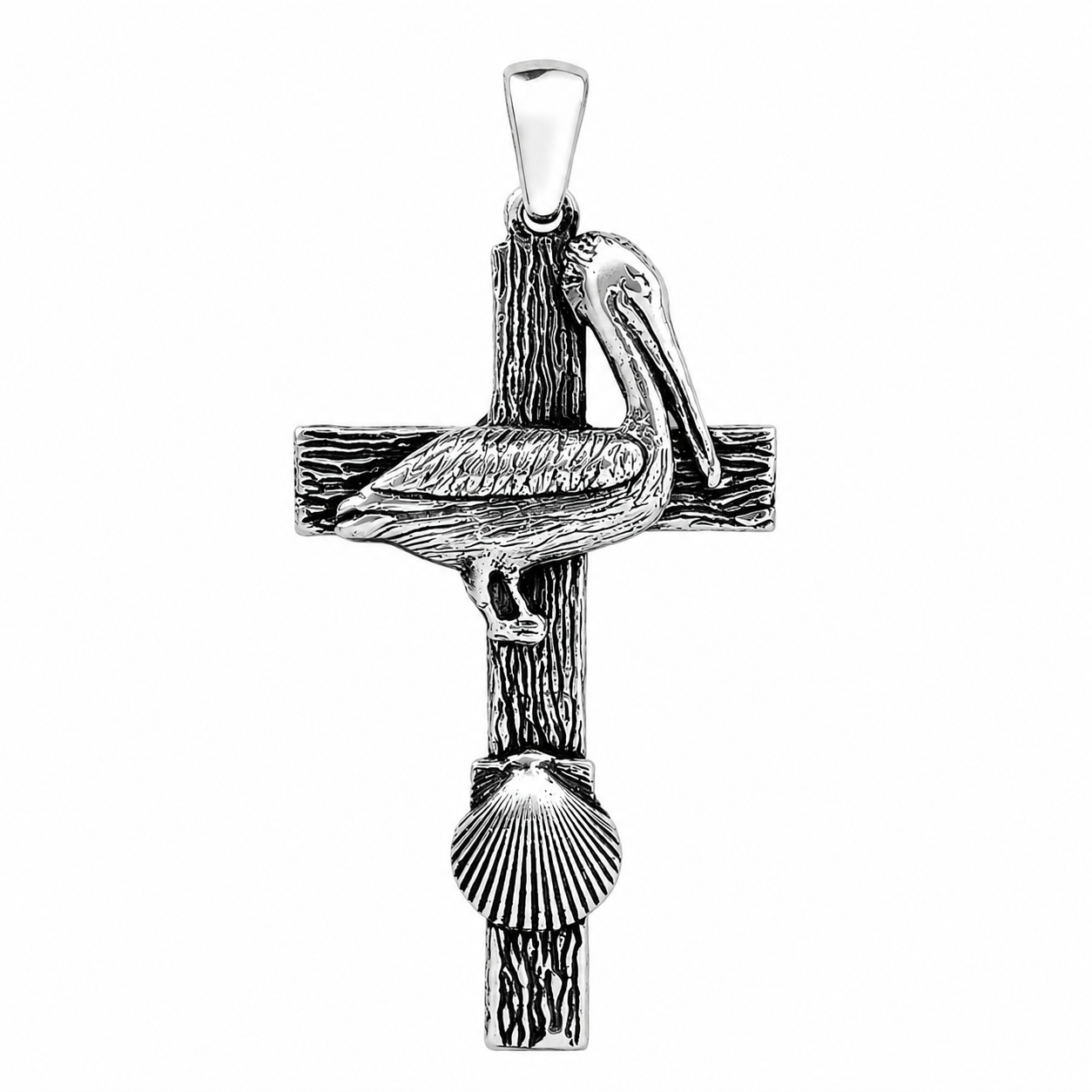 Pelican & Shell Cross Pendant
