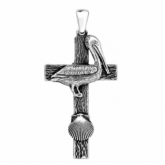 Pelican & Shell Cross Pendant