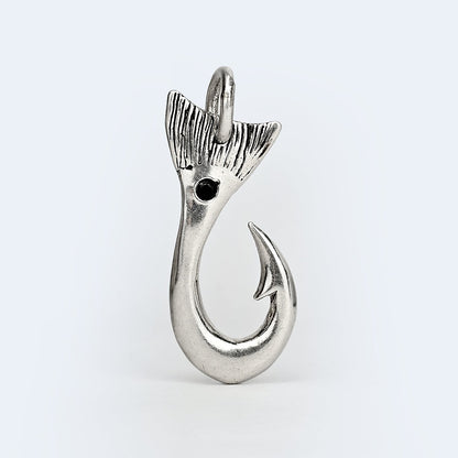 Redfish Tail Hook Pendant with Black Spinel