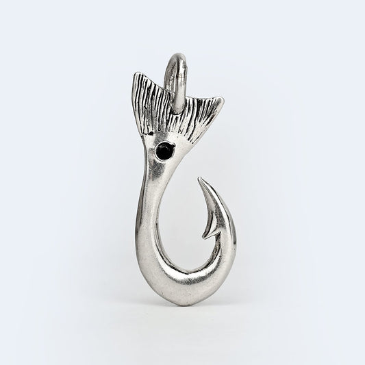 Redfish Tail Hook Pendant with Black Spinel