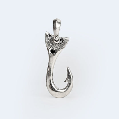 Redfish Tail Hook Pendant with Black Spinel & Shackle Bail