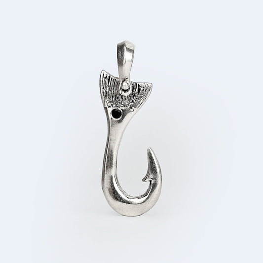 Redfish Tail Hook Pendant with Black Spinel & Shackle Bail