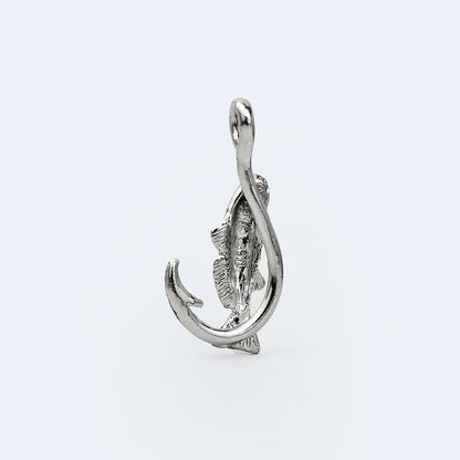 Redfish Hook Pendant with Red Spinel