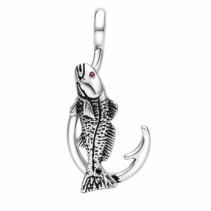 Redfish Hook Pendant with Red Spinel
