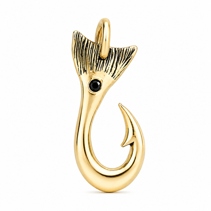 Redfish Tail Hook Pendant with Black Spinel
