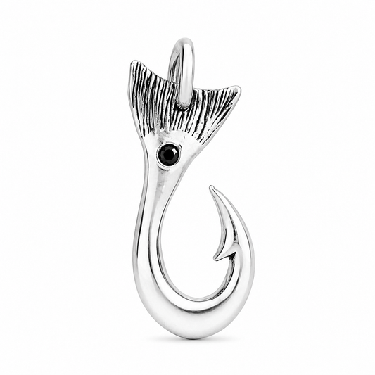 Redfish Tail Hook Pendant with Black Spinel