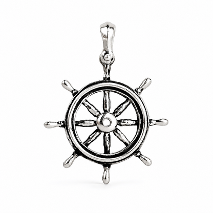 Ship Wheel Pendant with Shackle Bail