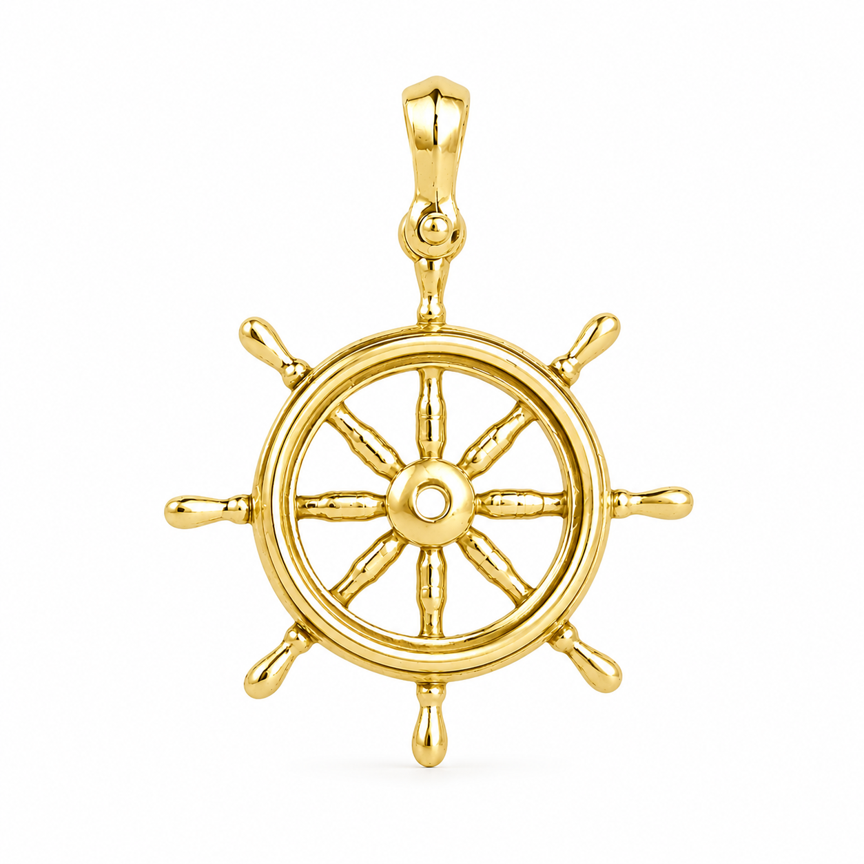Ship Wheel Pendant with Shackle Bail