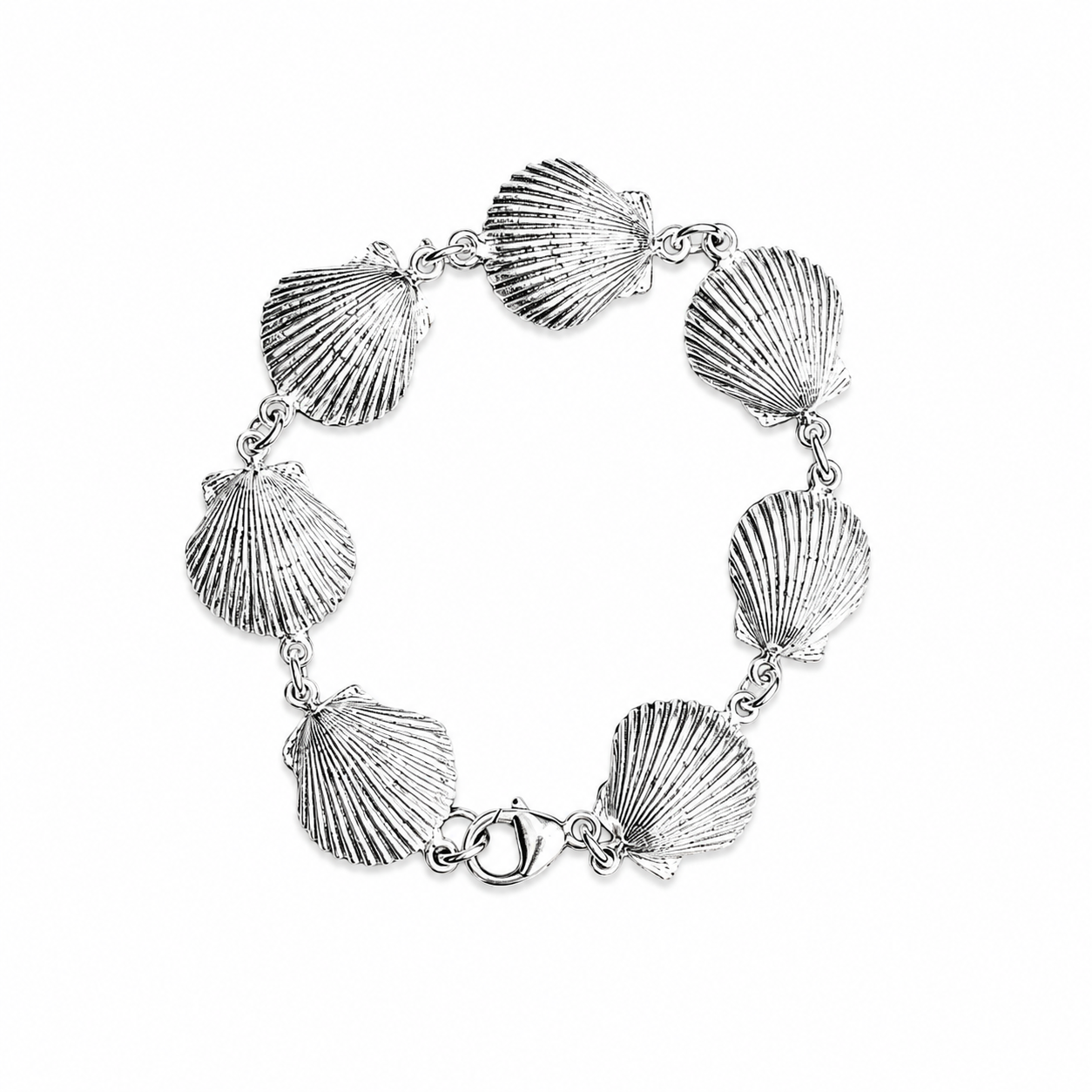 Sterling Silver Seashell Charm Bracelet