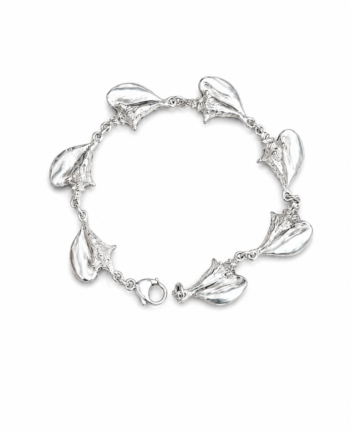 Sterling Silver Seashell/Conch Charm Bracelet