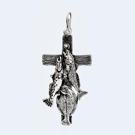 Texas Slam Cross – Sterling Silver Fish Stringer Pendant