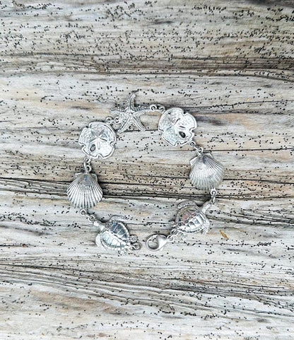 Sterling Silver Ocean Theme Bracelet | Size: 7.5 Inches