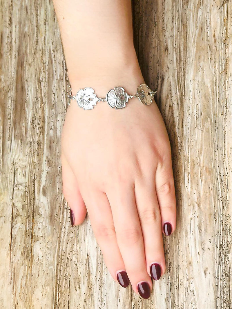 Sterling Silver Sand Dollar Charm Bracelet | Size: 7.5 Inches
