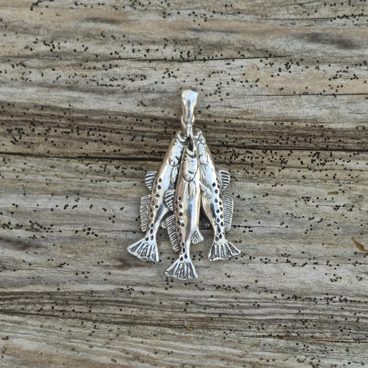 Trout Stringer Pendant – Sterling Silver Fishing Jewelry for Men & Women