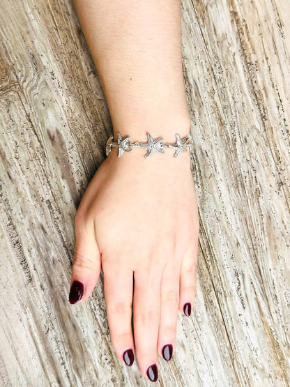Sterling Silver Starfish Charm Bracelet | Size: 7.5 Inches