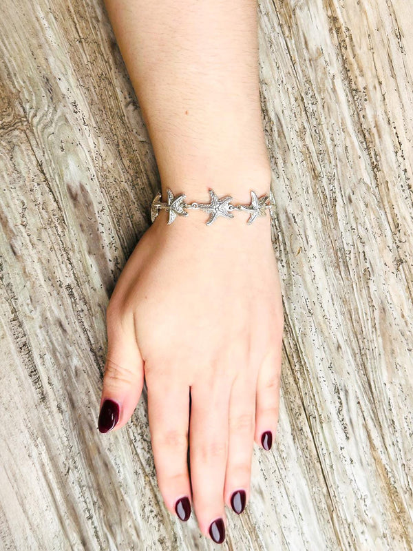 Sterling Silver Starfish Charm Bracelet | Size: 7.5 Inches