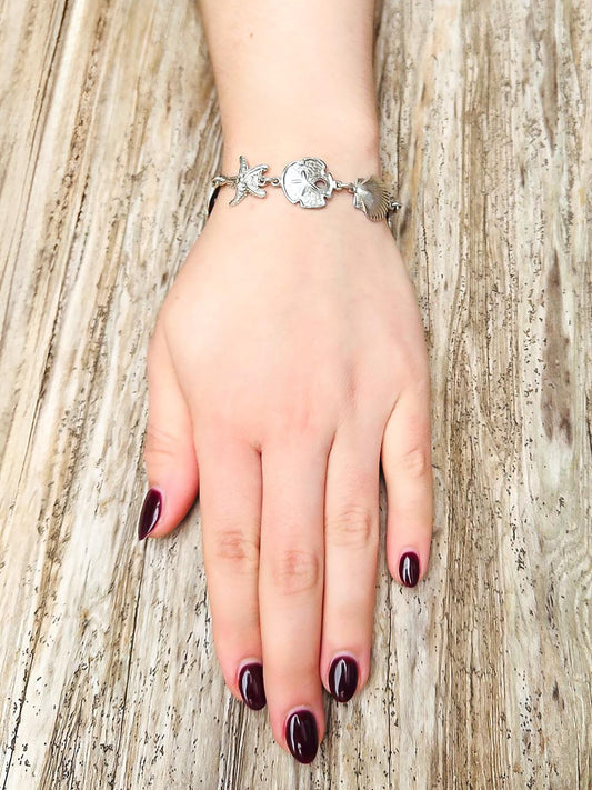 Sterling Silver Ocean Theme Bracelet | Size: 7.5 Inches